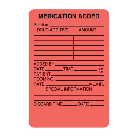 Nevs Label, Medication Added Solution, Drug Additive, Amount 2-15/16" x 2" PMA-32